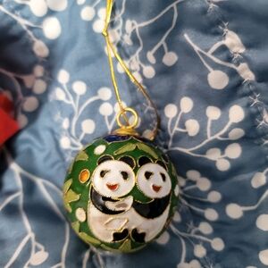Vintage Cloissonne Panda Ornament